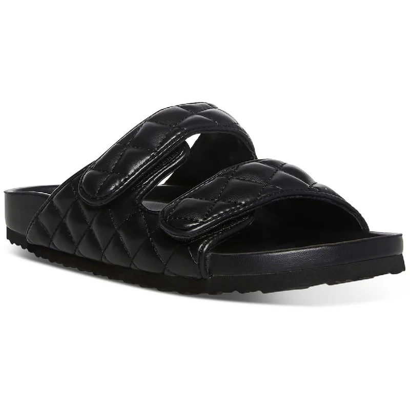 Bria Womens Faux Leather Slip-on Slide Sandals