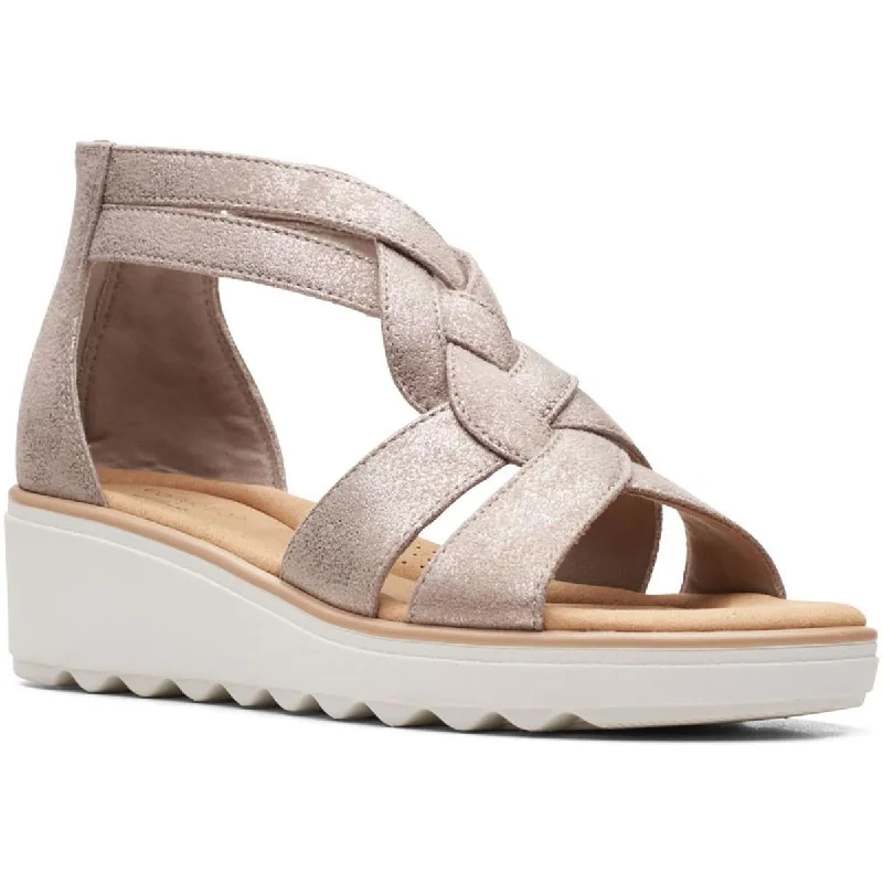 Clarks Womens Jillian Bright Slip On Dressy Wedge Sandals