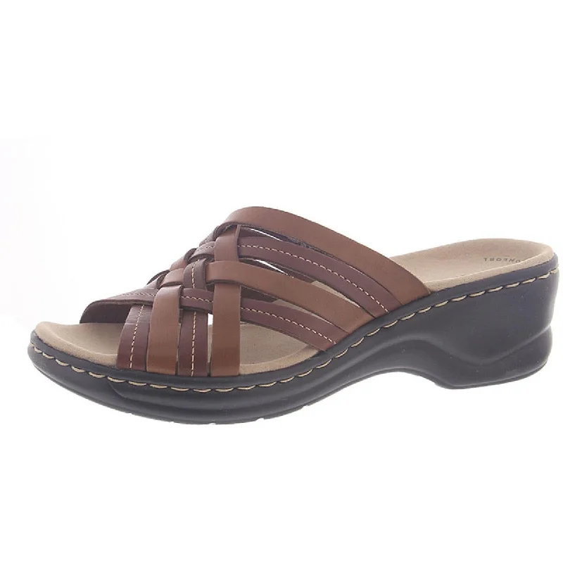 Clarks Womens Lexi Selina Leather Woven Slide Sandals