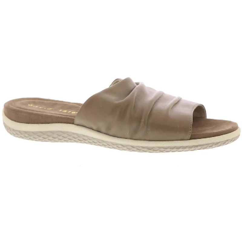 David Tate Womens Soda Leather Open Toe Slide Sandals