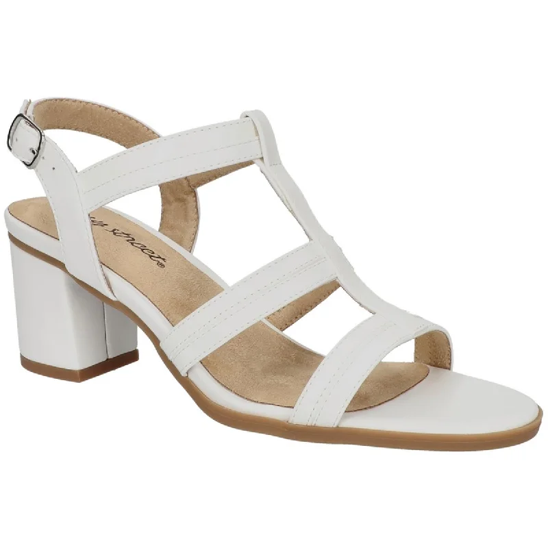 Easy Street Womens Fiesta Patent Round Toe T-Strap Sandals