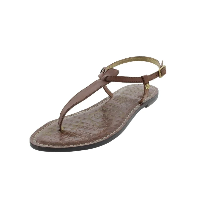 Gigi Womens Leather Thong T-Strap Sandals