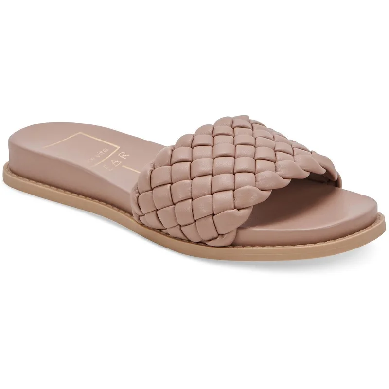 Grazie  Womens Basketweave Slip On Slide Sandals