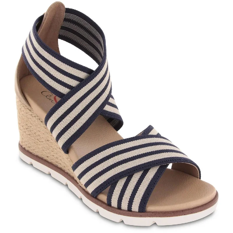 Haiku Womens Stretch Striped Wedge Sandals