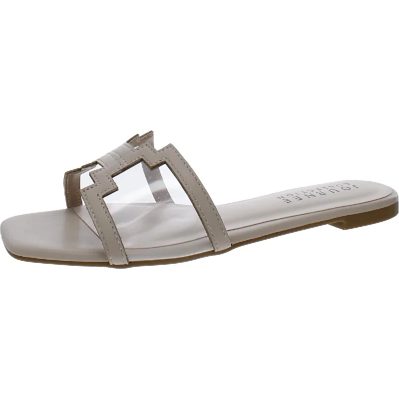 Journee Collection Womens Faux Leather Slide Sandals