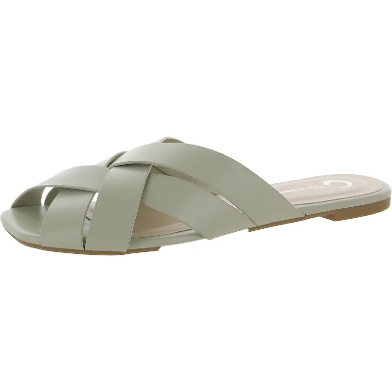 Journee Collection Womens Faux Leather Slide Sandals