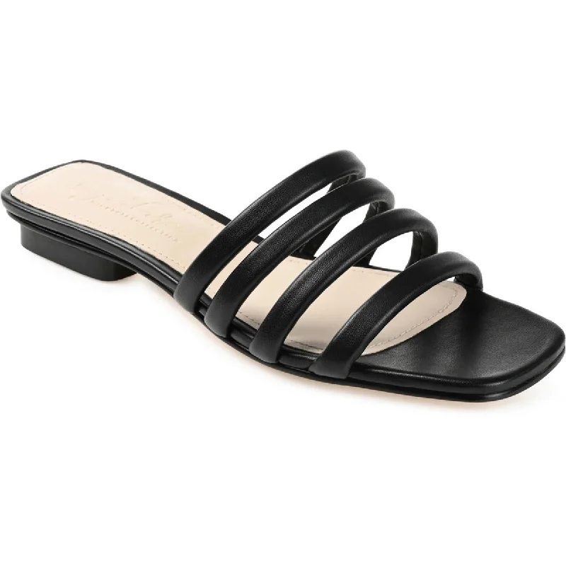 Journee Signature Womens CENDI Leather Flatform Flatform Sandals