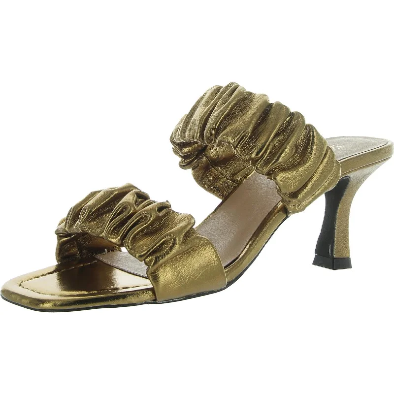 LEEWARD METALLIC Womens Leather Slip On Mule Sandals