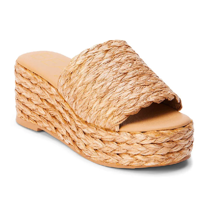 Matisse Peony Wedge Sandals-Cognac