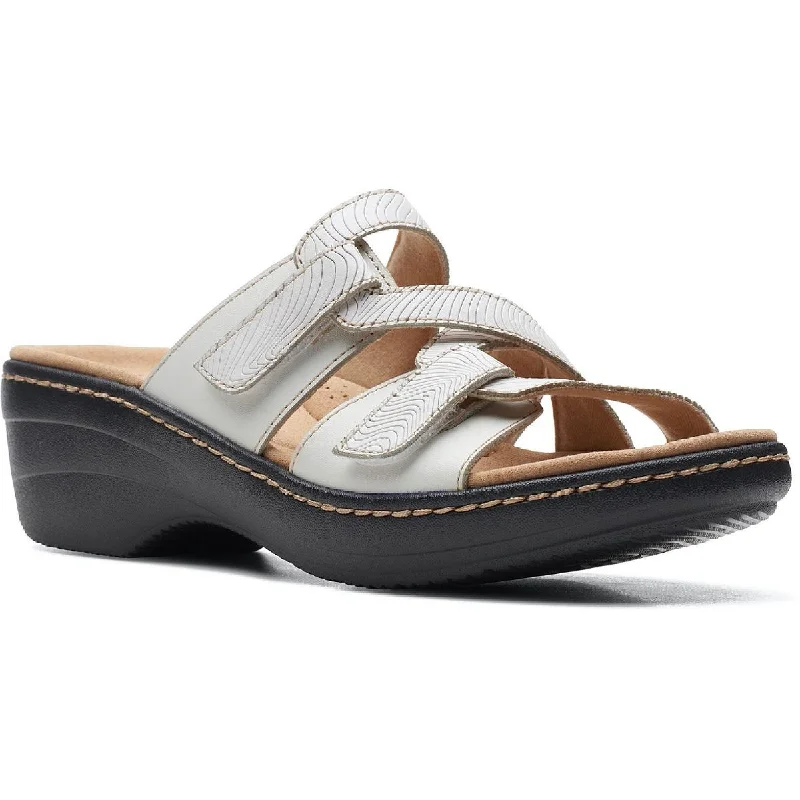 Merliah Karli Womens Faux Leather Slip On Wedge Sandals