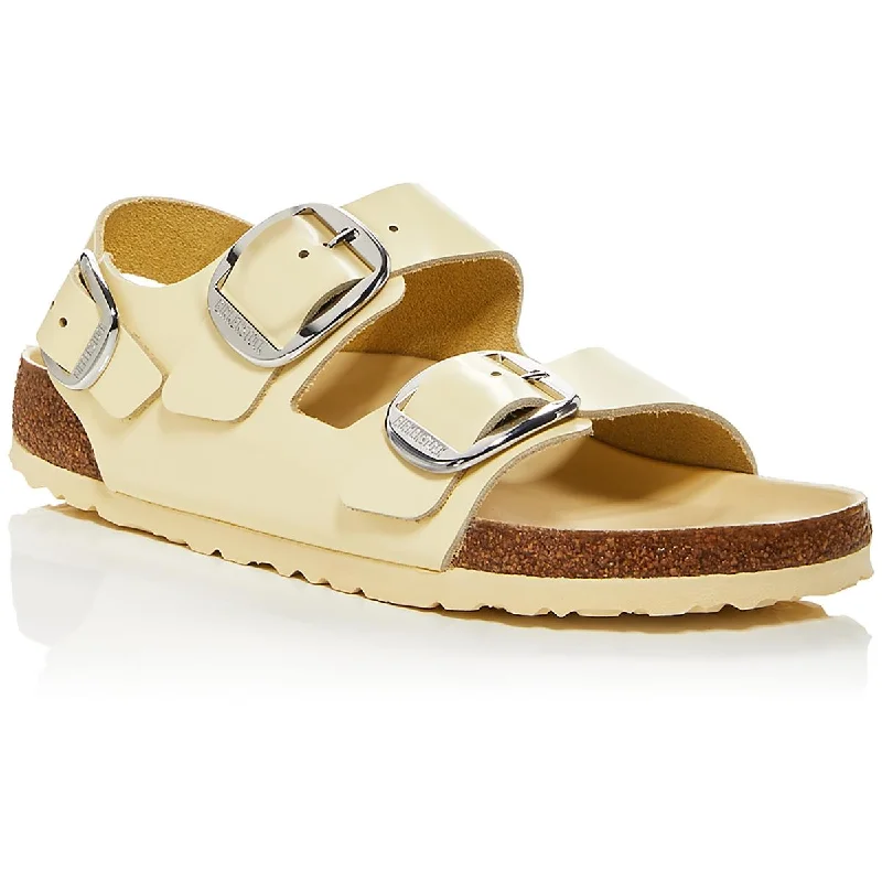 MILANO BIG BUCKLE Womens Leather Cork Slide Sandals