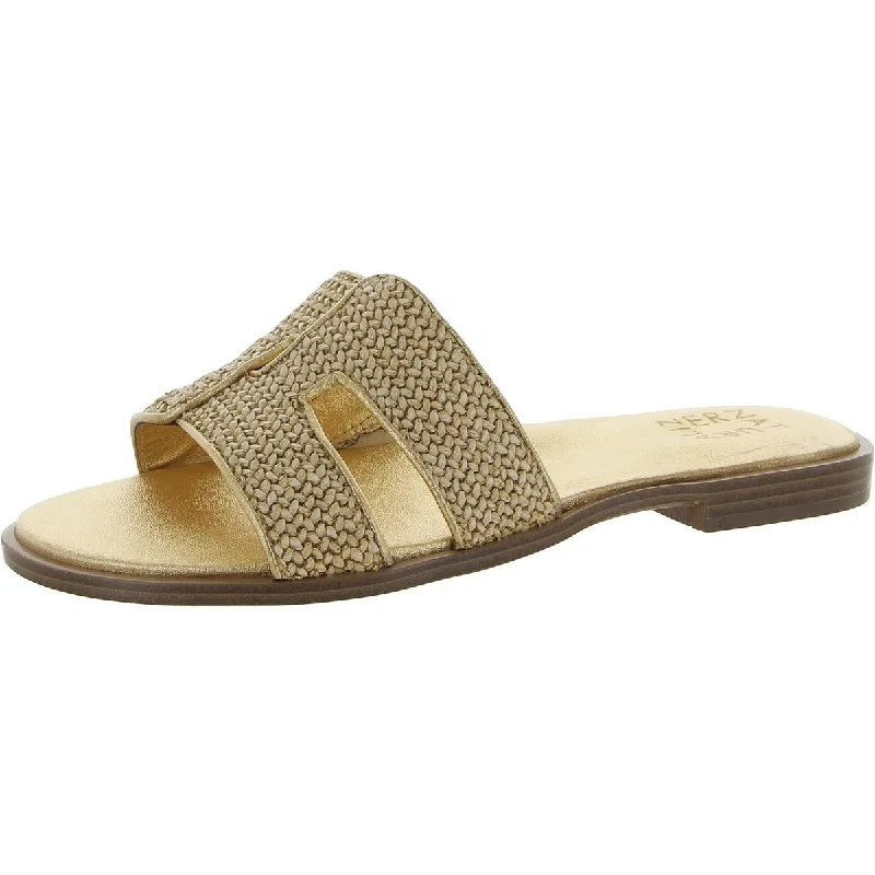 Naturalizer Womens Fame 2 Woven Metallic Slide Sandals