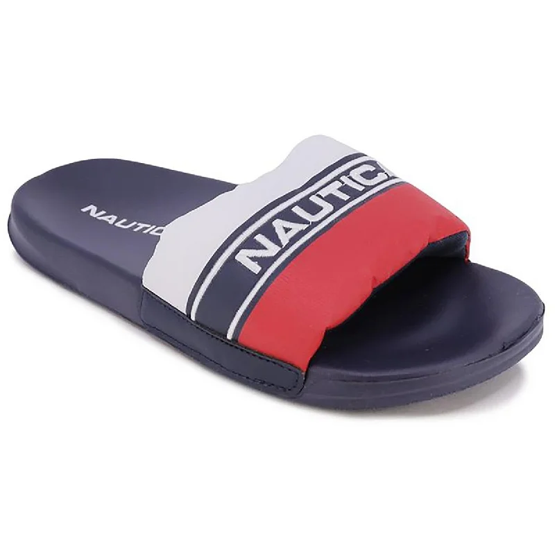 Nautica Womens Imogen Quilted Logo Slide Sandals