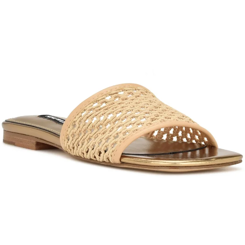 Nine West Womens Mends Woven Slip On Slide Sandals