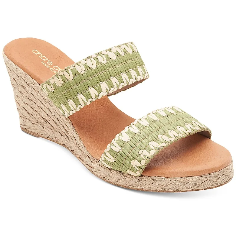 Nolita Womens Raffia Slip On Wedge Sandals