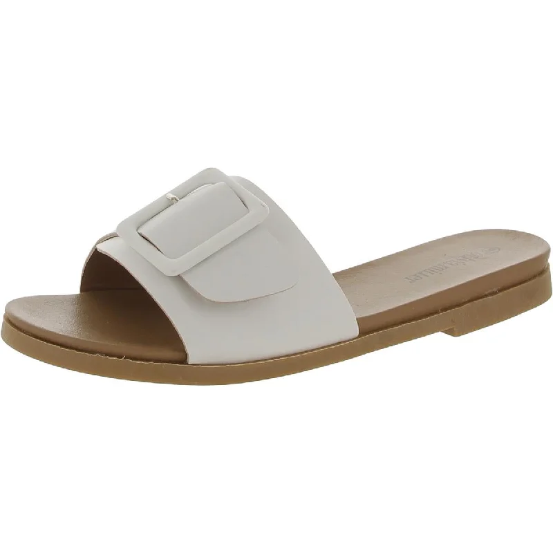 Olivia Miller Womens Open Toe Almond Toe Slide Sandals