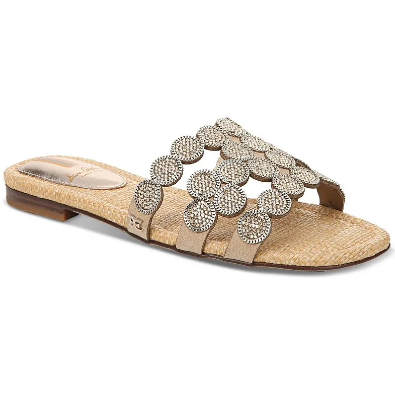 Sam Edelman Womens Bay Marche Faux Leather Embellished Slide Sandals