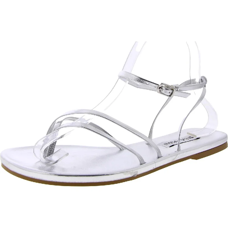 Steve Madden Womens Jude Faux Leather Buckle Strappy Sandals