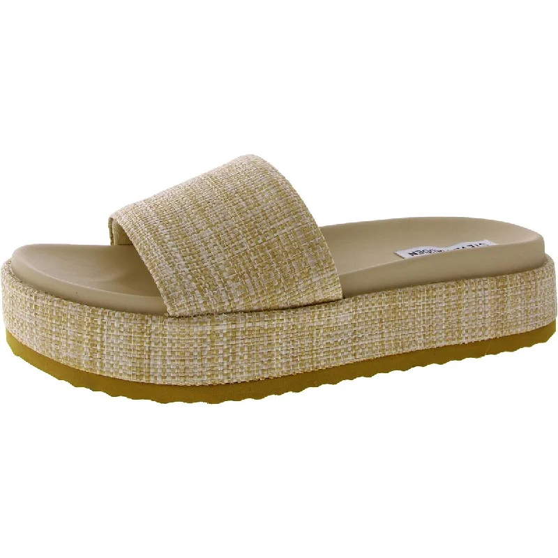 Steve Madden Womens Kasper Faux Leather Woven Slide Sandals