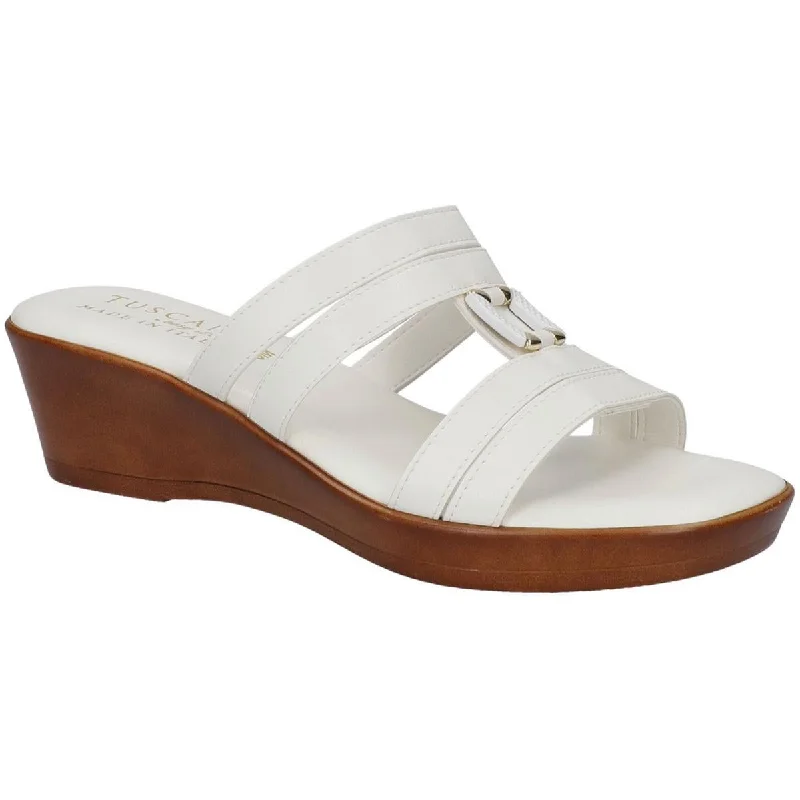 Tuscany By Easy Street Womens Anzola Faux Leather Open Toe Wedge Sandals