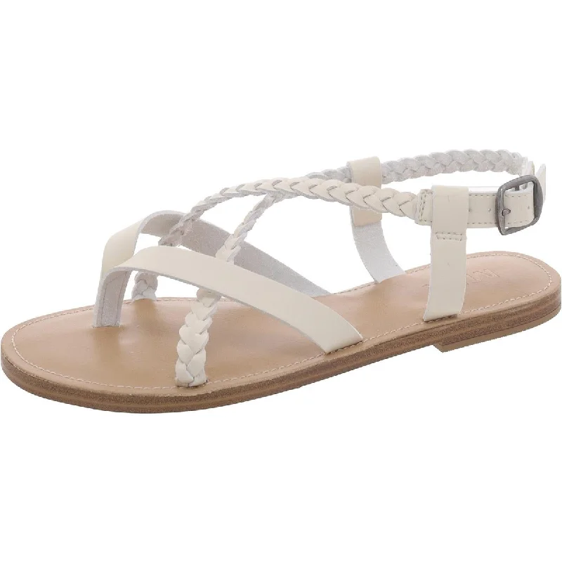 Vaeda Womens Faux Leather Ankle Strap Thong Sandals