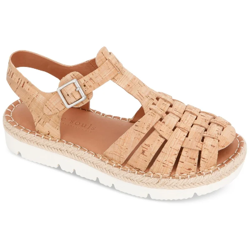 Womens Faux Leather Cork Fisherman Sandals