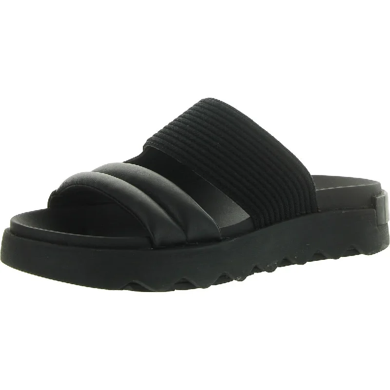 Womens Leather Slip-On Slide Sandals