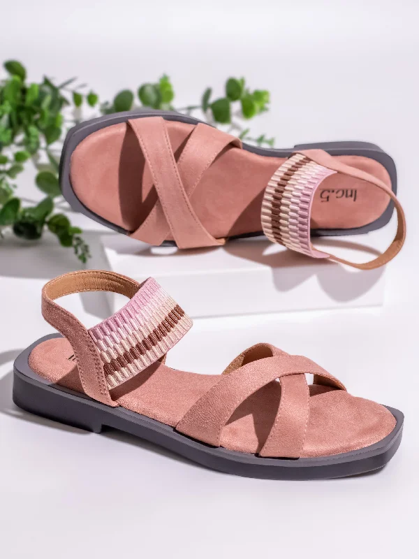 Womens Peach Casual Open toe Flat Sandals