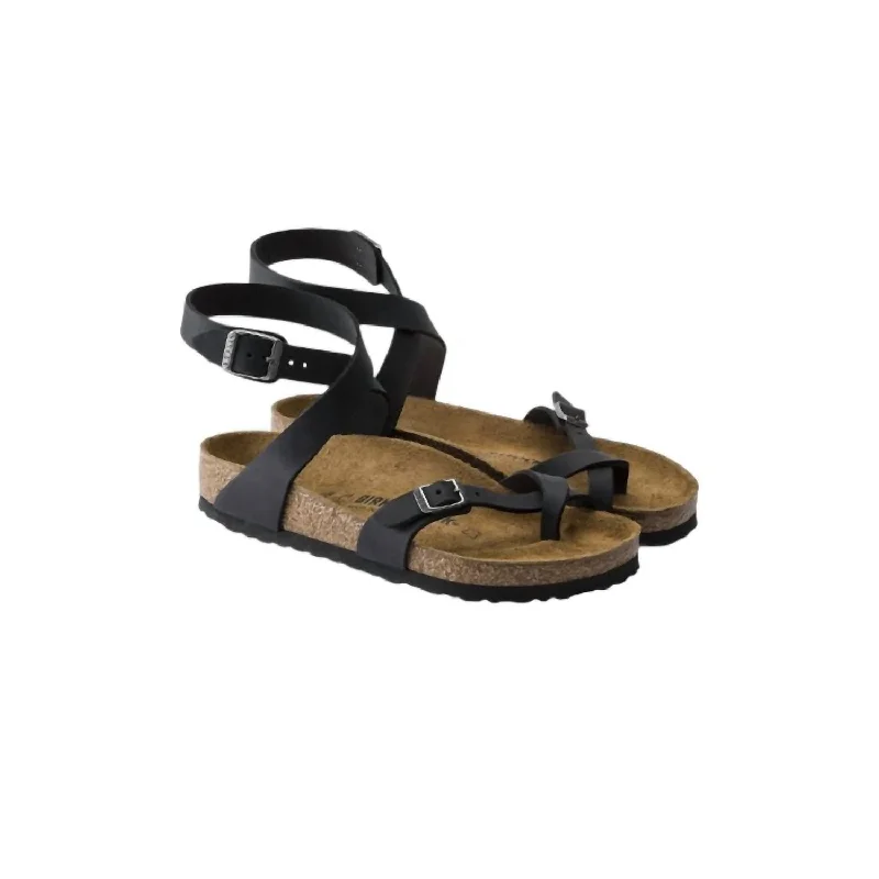 Women's Yara Oiled Leather Sandals In Black