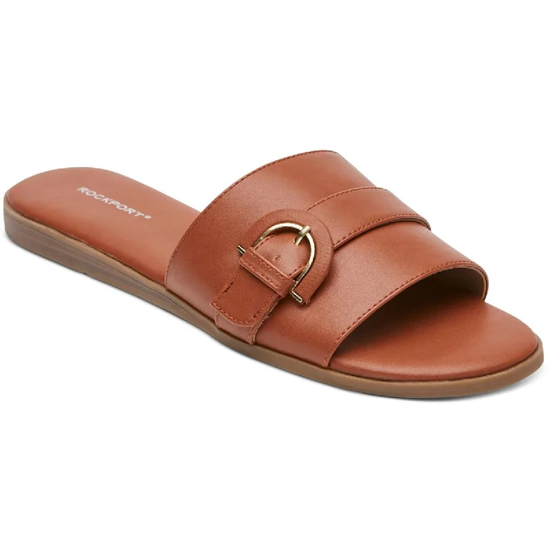 Yara Womens Faux Leather Slip On Slide Sandals