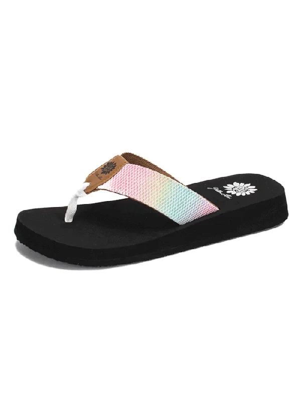 Yellow Box 52565 Womens Foliage Flip Flop Sandals White Multi - 4