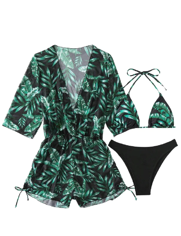 3 Pack My Tropical Triangle Bikini & Romper