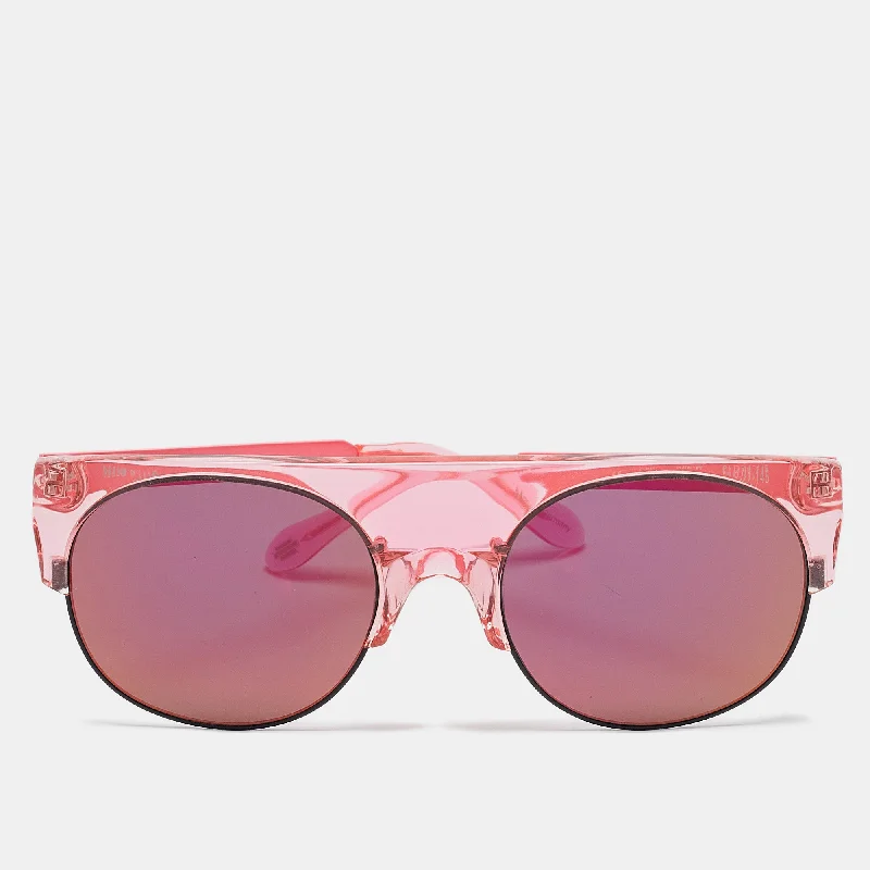 Anderne Pink Mirrored Hero Frame Oval Sunglasses