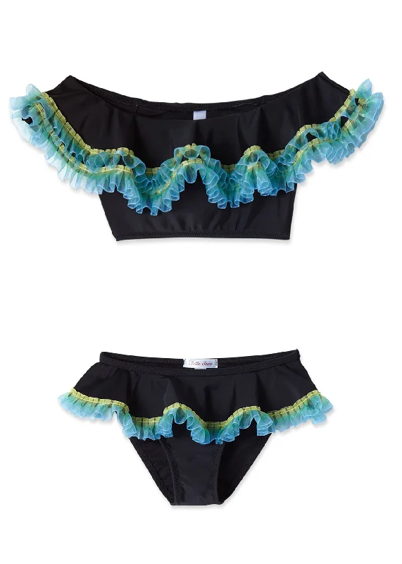 Black Bikini with Anemone Fringe