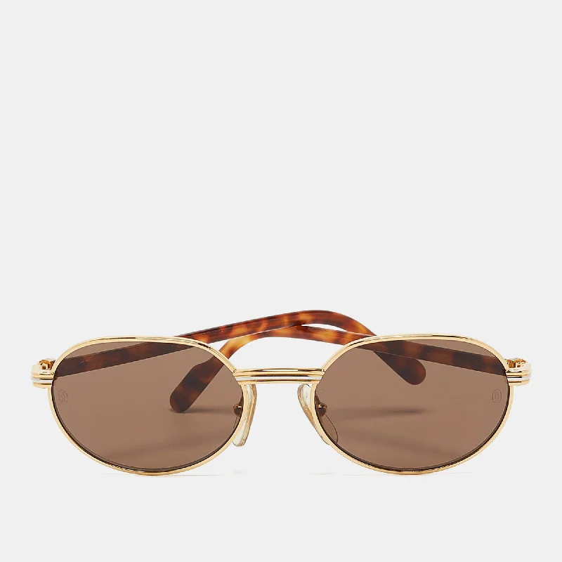 Cartier Brown/gold St Honore Oval Sunglasses