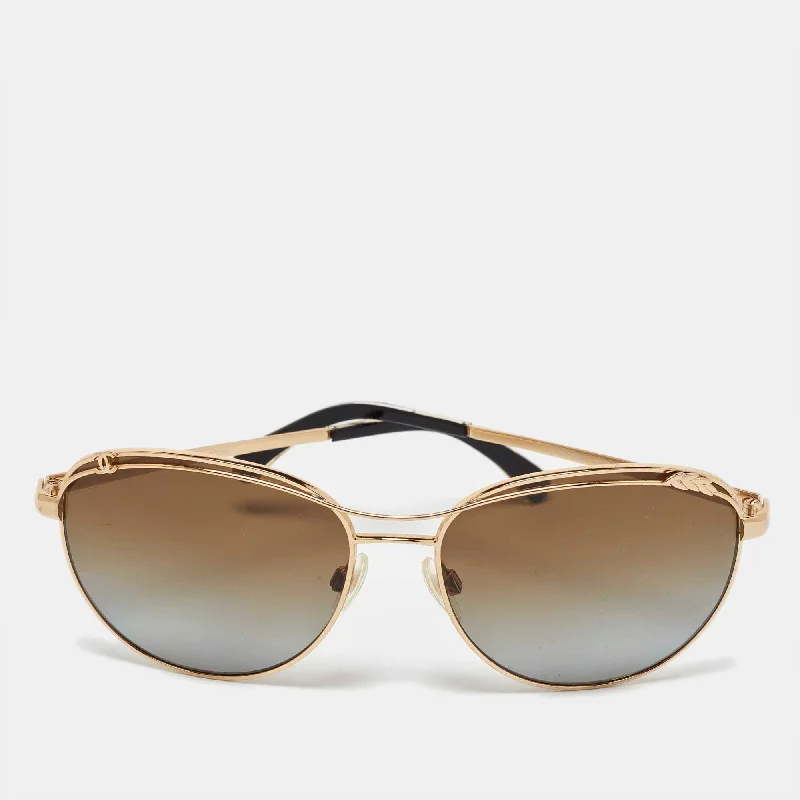 Chanel Gold Tone/brown Grey Gradient 4188 Aviator Sunglasses