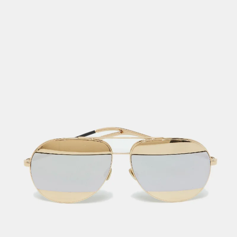 Dior Gold Tone/grey Mirrored Diorsplit 1 Aviator Sunglasses