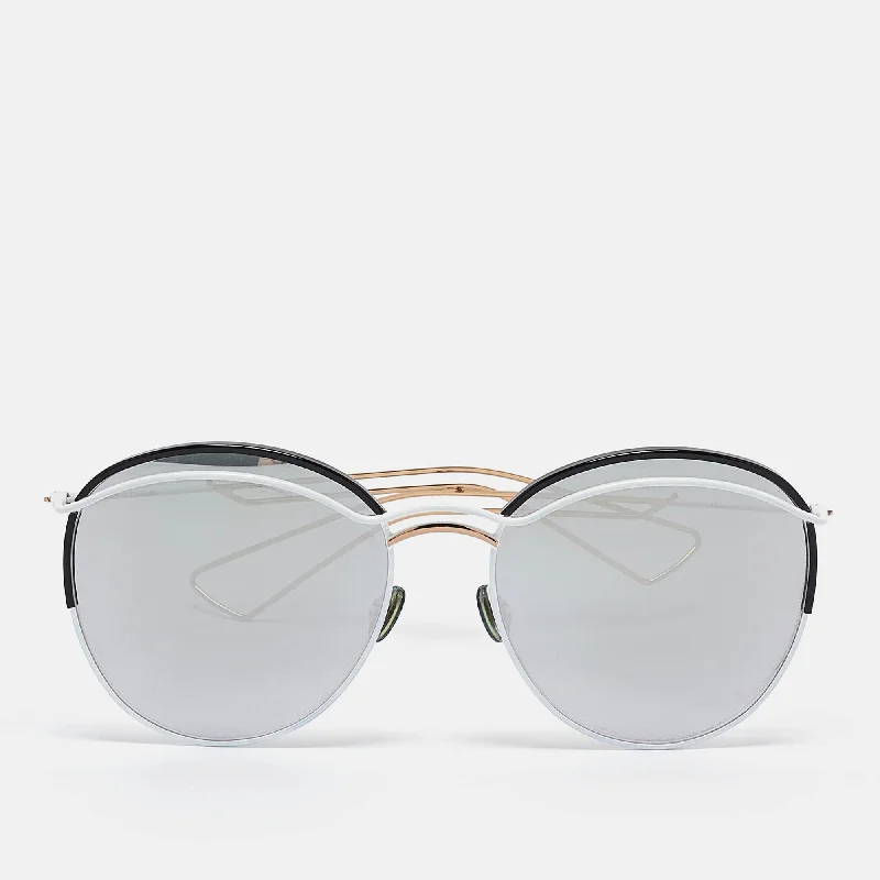 Dior White/grey Mirrored Diorround Aviator Sunglasses