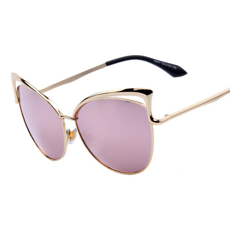 Fashion Women Brand Design Cat Eye Sunglasses Alloy Frame Women Luxury Cat Eye Sun Glasses