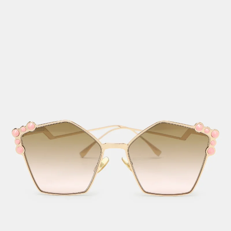 Fendi Brown/pink Gradient Ff 0261/s Spike Can Eye Geometric Sunglasses