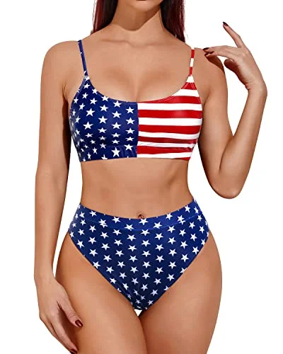 Flattering Sporty Swimwear Women's Two Piece High Waisted Swimsuits