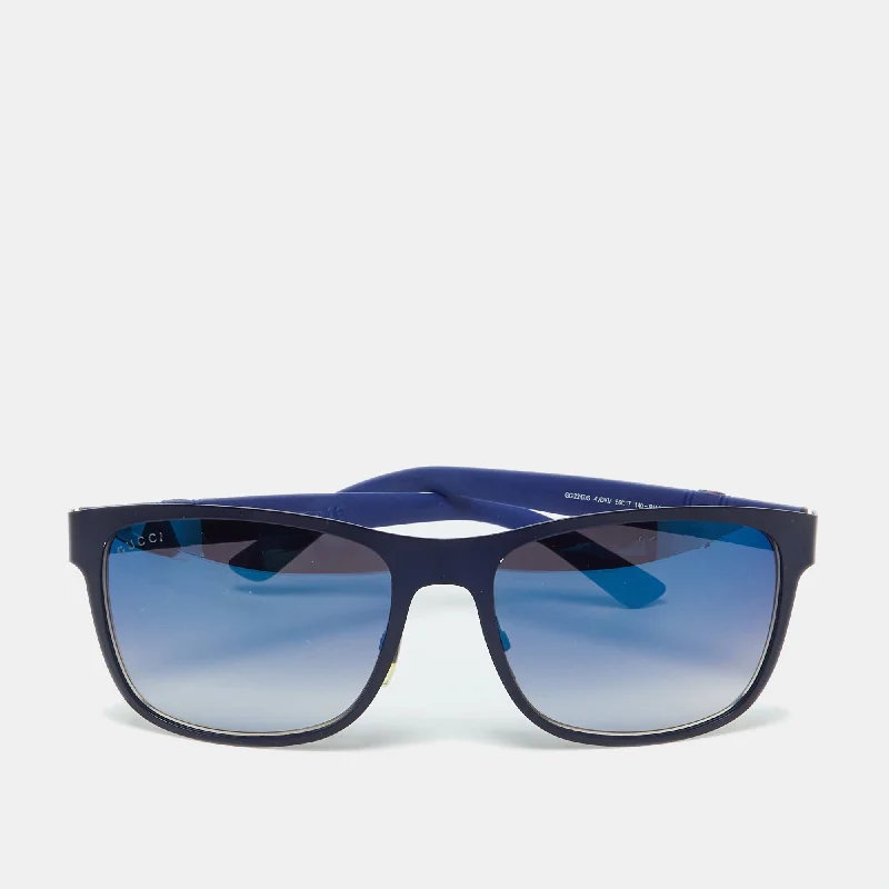 Gucci Blue/grey Gradient Gg2247/s Web Detail Rectangle Sunglasses