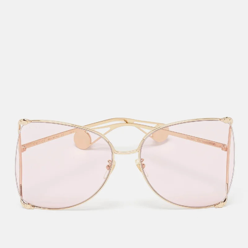 Gucci Pink Gg0252S Pearl Embellished Oversized Sunglasses