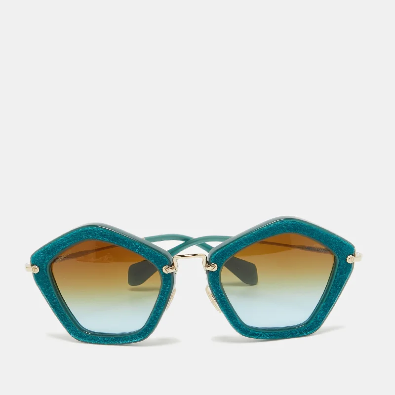 Miu Miu Green/brown Gradient Smu 060 Cat Eye Sunglasses