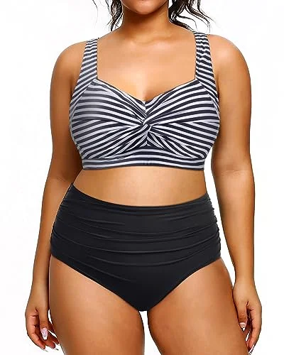 Plus Size High Waisted Two Piece Bikini