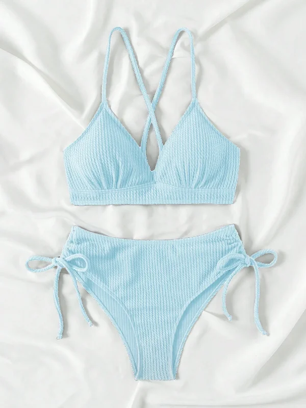 Ribbed Lace It Up Bikini Set