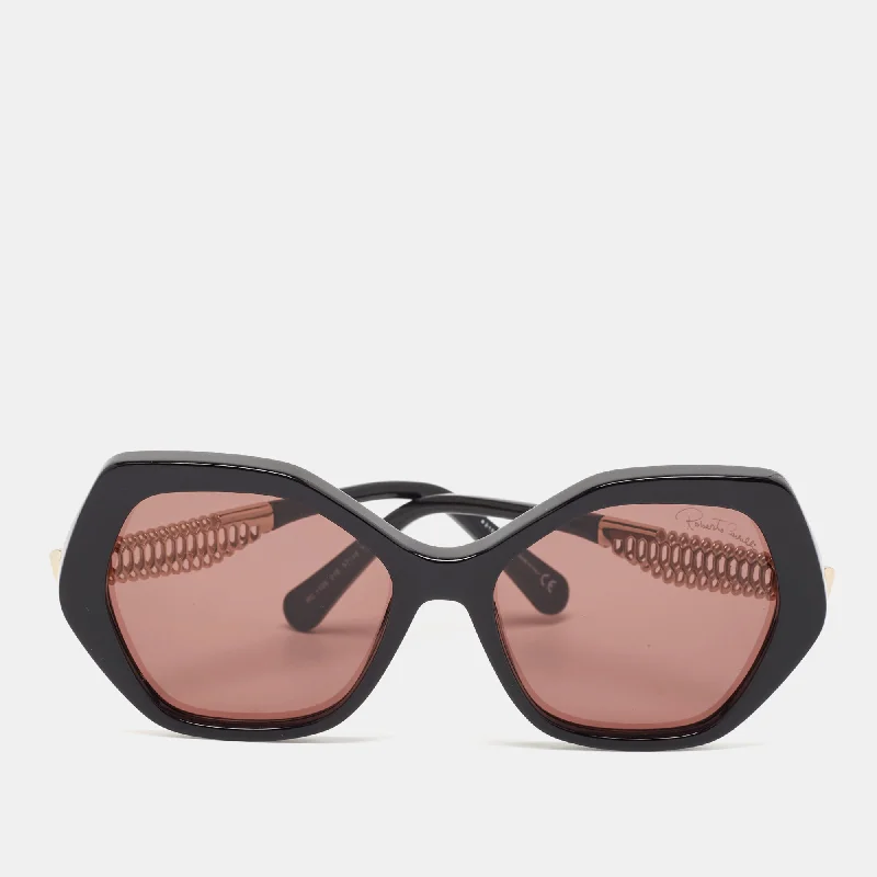 Roberto Cavalli Black/brown Rc 1105 Hexagonal Sunglasses