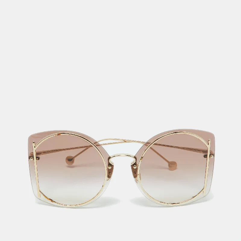 Salvatore Ferragamo Gold Tone/pink Gradient Sf196S Gancini Butterfly Sunglasses