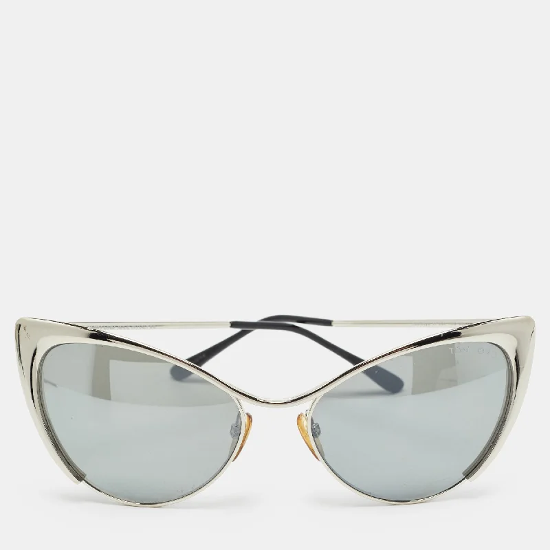 Tom Ford Silver Mirrored Natasya Tf304 Cat Eye Sunglasses