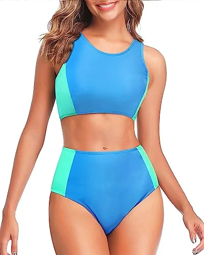 Two Piece High Waisted Bikini Set Sporty Swimsuits